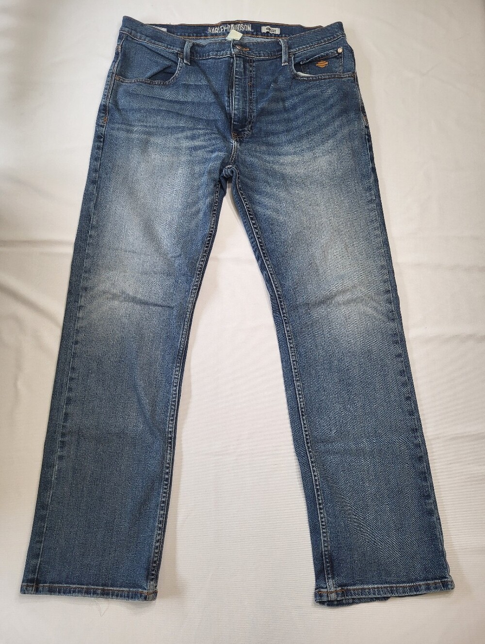 Harley-Davidson Men's Medium Blue Wash Bootcut Jeans Big Tall Size 38x30 Cotton